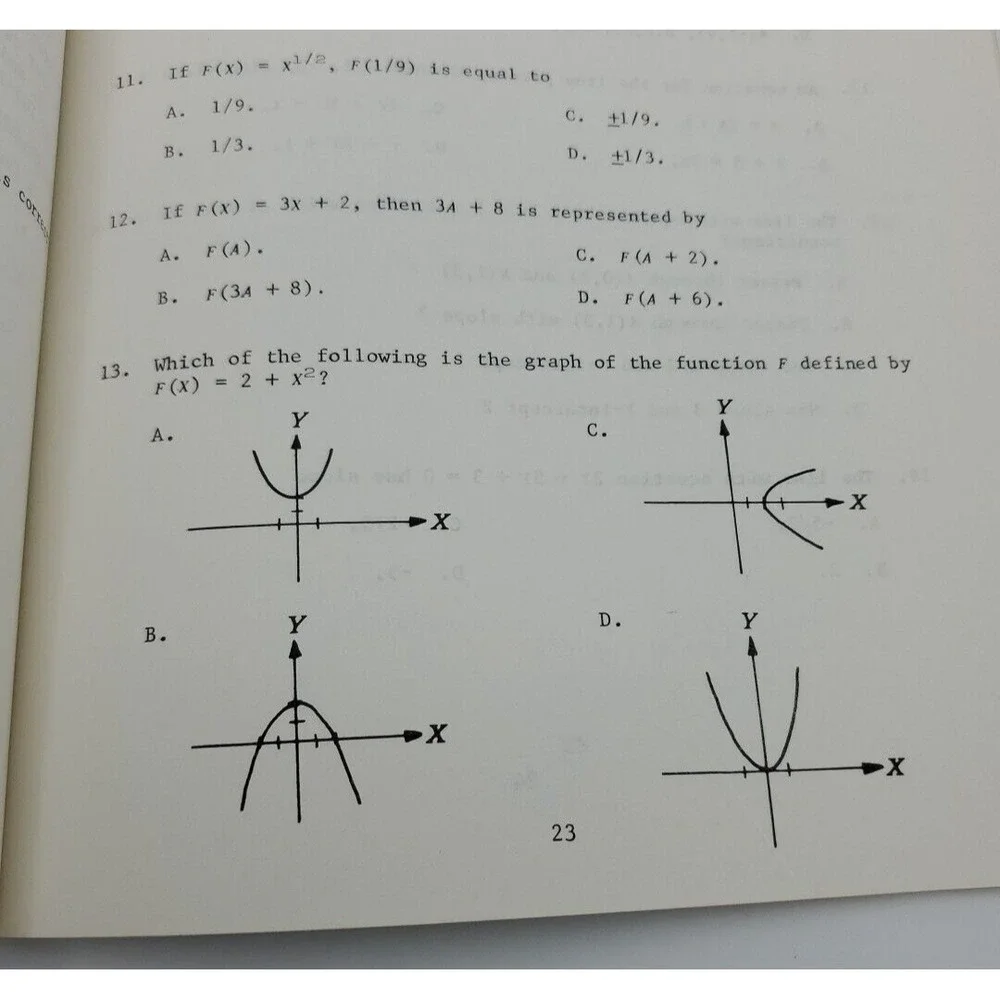 1973 US Armed Forces Inst College Algebra Study Guide Paper Madison‎ WI Dobyns